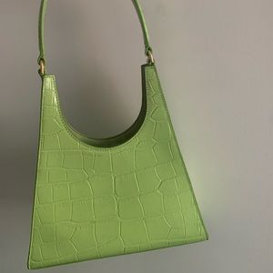 Staud pistachio coloured leather bag with sleeve